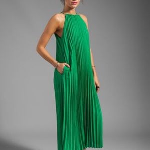 Line & Dot pleated maxi green dress